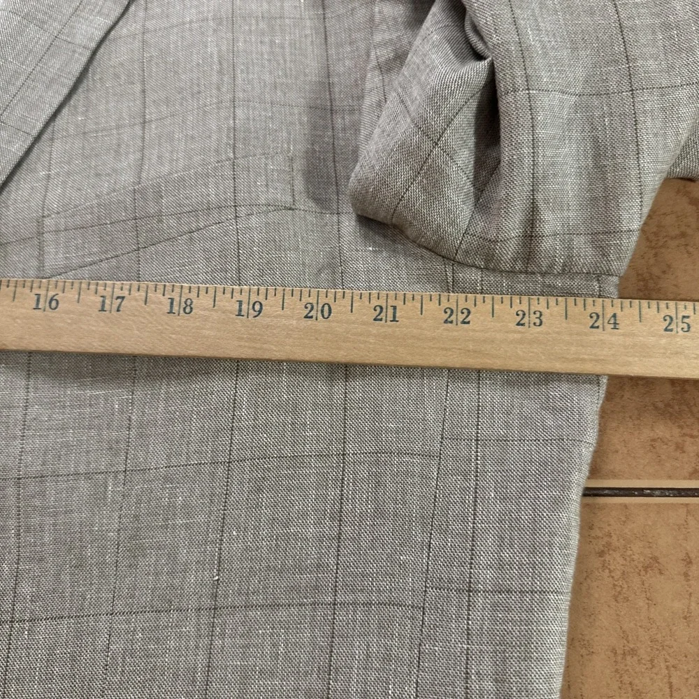 Jos A Bank Sport Coat Sz 46L Slim Beige Windowpane Plaid Silk Wool Linen Jacket
